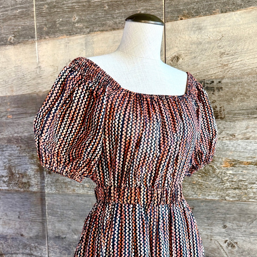 Ramy Brook NWT Megan Striped Maxi Dress S Deco Rose Reversible Feminine Cottage - Picture 4 of 15